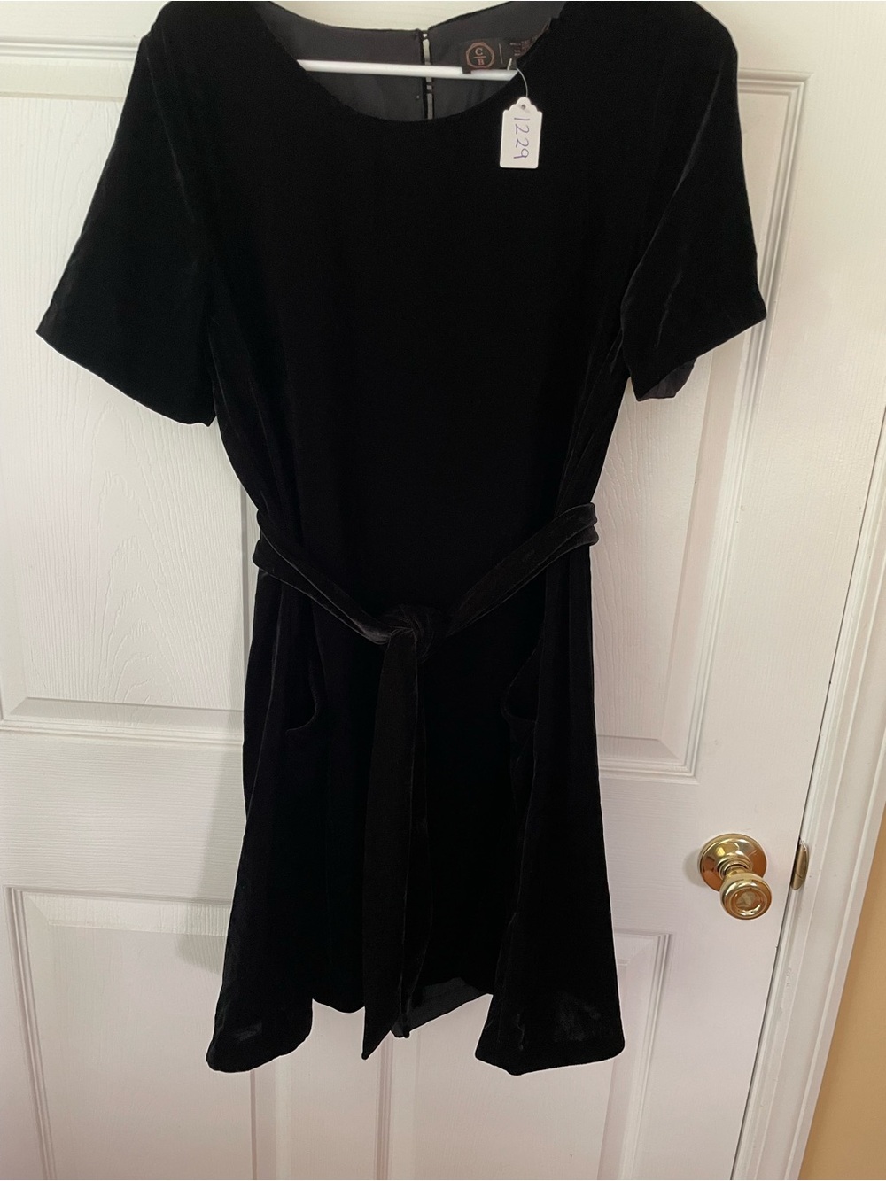 🖤 FatFace Black Velvet Romper Playsuit US 10 UK 14 Belted Pockets